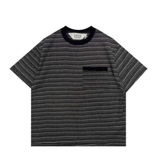 ZIG ZAG STRIPE SHORT SLEEVE MOCKNECK T-SHIRT